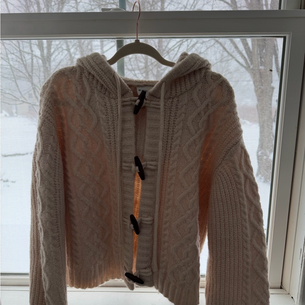 Elegant Cream Hooded Cardigan